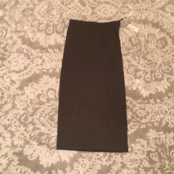 Olive Stretch Pencil Skirt - Picture 4 of 7